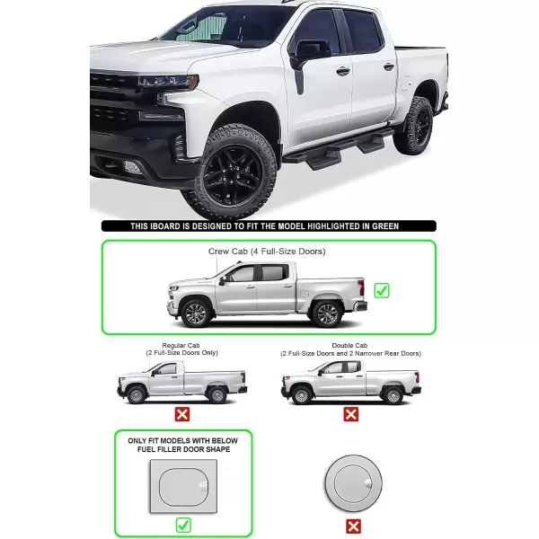imageAPS Drop Steps Running Boards Compatible with Chevy Silverado GMC Sierra 1500 20192025 Crew Cab ampamp 2500 HD 3500 HD 20202025 Silverado 1500 LTD Sierra 1500 LD 2022 Stainless Steel Side BarsBlack