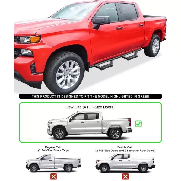 imageAPS Drop Steps Running Boards Compatible with Chevy Silverado GMC Sierra 1500 20192025 Crew Cab ampamp 2500 HD 3500 HD 20202025 Silverado 1500 LTD Sierra 1500 LD 2022 Stainless Steel Side BarsBlack