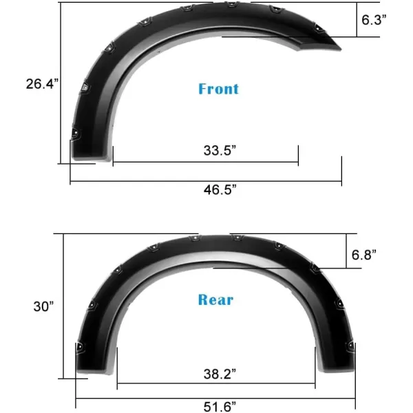 imageAPS Injection Moulding Pocket Rivet Style Impact Resistance Polypropylene Fender Flare Compatible with F250 F350 Super Duty 19992007 Standard Bed 65ft ampamp Long Bed 8ft