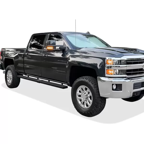 imageAPS Side Steps Compatible with Chevy Silverado GMC Sierra 1500 20192025 Crew Cab 55ft Bed ampamp 2500 HD 3500 HD 20202025 Silverado 1500 LTD Sierra 1500 LD 2022 Stainless Steel 5in Wheel to WheelBlack