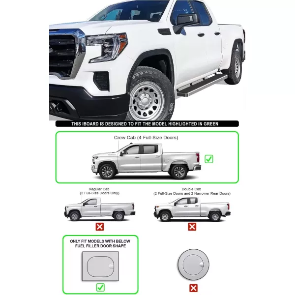 imageAPS Side Steps Compatible with Chevy Silverado GMC Sierra 1500 20192025 Crew Cab 55ft Bed ampamp 2500 HD 3500 HD 20202025 Silverado 1500 LTD Sierra 1500 LD 2022 Stainless Steel 5in Wheel to WheelStainless Steel Polished