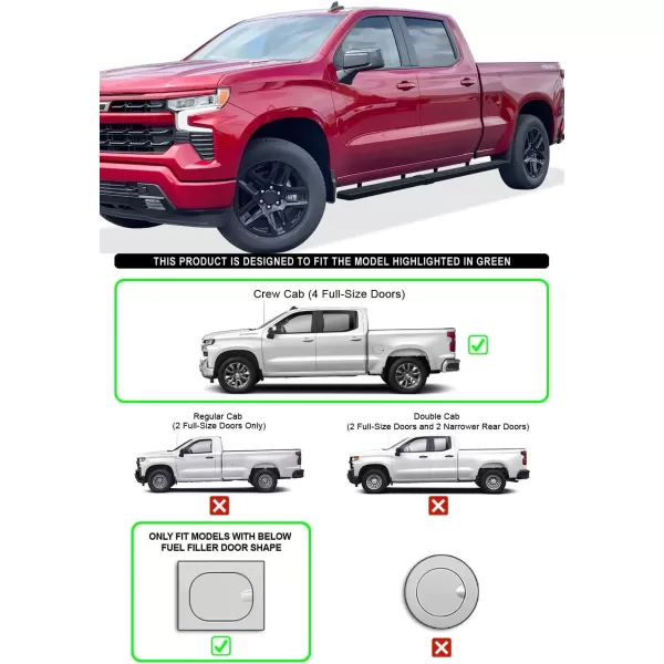 imageAPS Side Steps Compatible with Chevy Silverado GMC Sierra 1500 20192025 Crew Cab 55ft Bed ampamp 2500 HD 3500 HD 20202025 Silverado 1500 LTD Sierra 1500 LD 2022 Stainless Steel 5in Wheel to WheelBlack