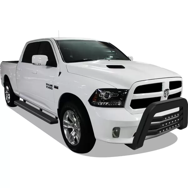 imageAPS Unique Rivet Bull Bar Compatible with 20092018 Ram 1500 Excl Rebel  Front Bar  Bull Bar  Front Brush Bumper  Grille Guard  Black