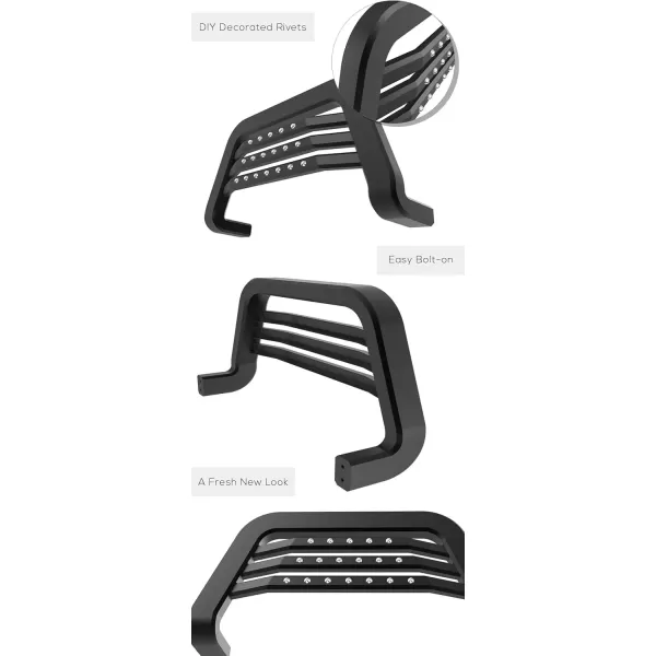 imageAPS Unique Rivet Bull Bar Compatible with 20092018 Ram 1500 Excl Rebel  Front Bar  Bull Bar  Front Brush Bumper  Grille Guard  Black