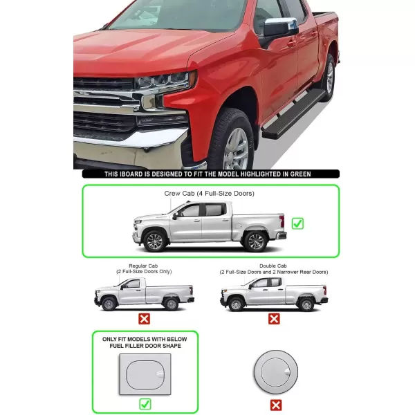 imageAPS iBoard Fifth Generation 6inch Black Stainless Steel Running Boards Side Step for Selected Chevy Silverado Sierra Crew CabBlack
