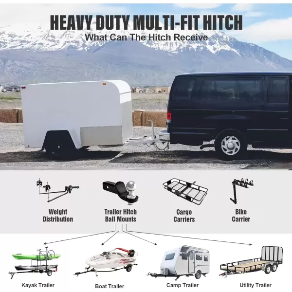imageAPS Class 3 Tow Trailer Hitch Rear Receiver Towing Hitch Combo with Cover Kit Hitch Cover Included 2 Inches Receiver Tube Compatible with 19872004 Dodge Dakota