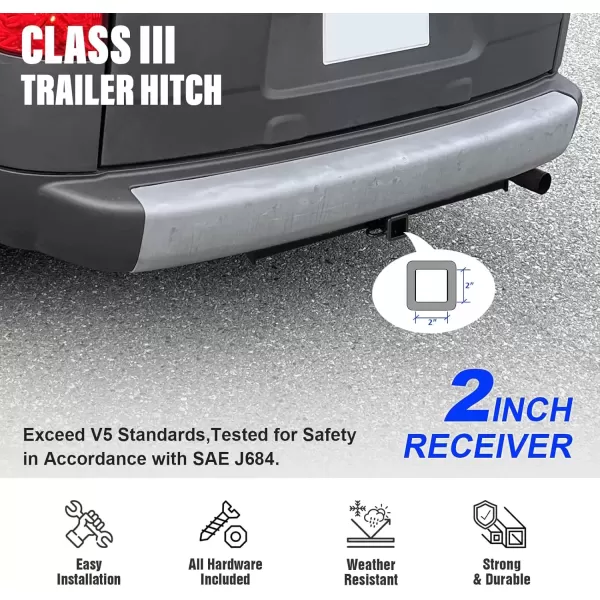 imageAPS Class 3 Tow Trailer Hitch Rear Receiver Towing Hitch Combo with Cover Kit Hitch Cover Included OE Style 2 Inches Receiver Tube Compatible with 20032011 Element Excluding SC