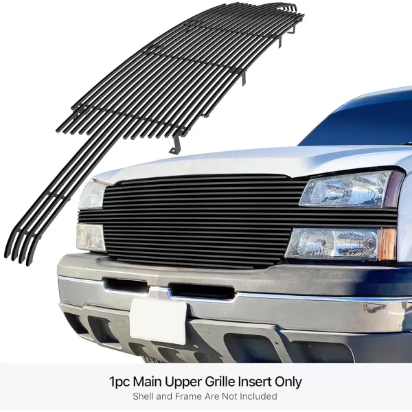 imageAPS Compatible with Chevy Silverado 1500 20032005 ampamp 0304 2500 3500 ampamp 0206 Avalanche Without Body Cladding Main Upper Stainless Steel SS Chrome Horizontal Billet Front Grill Grille Insert C85026ABlack