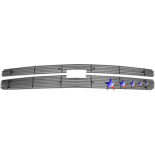 imageAPS Compatible with Chevy Silverado 1500 20072013 Main Upper Stainless Steel Black 8x6 Horizontal Billet Front Grill Grille Insert C65766JBlack