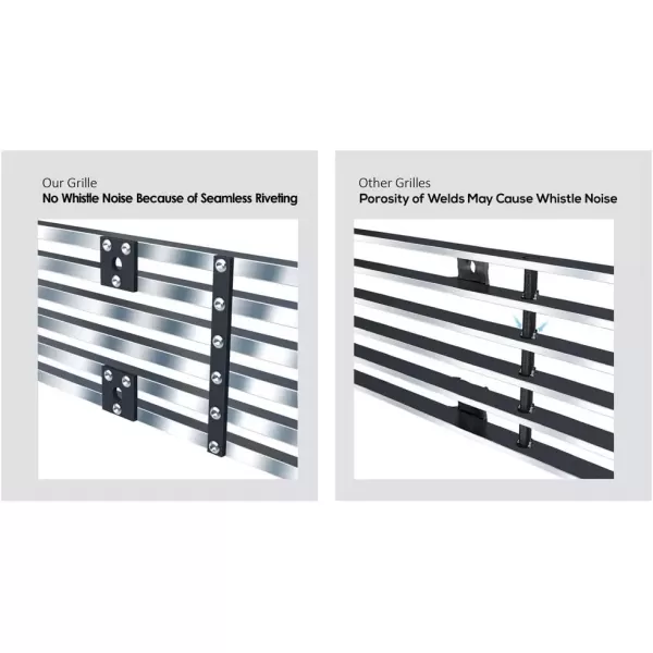 imageAPS Compatible with Chevy Silverado 1500 20072013 Main Upper Stainless Steel Black 8x6 Horizontal Billet Front Grill Grille Insert C65766JChrome