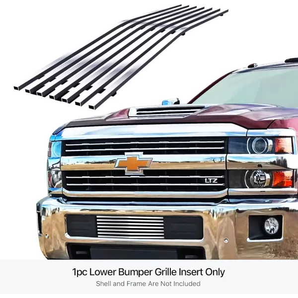 imageAPS Compatible with Chevy Silverado 2500 HD 3500 HD 20152019 Lower Bumper Stainless Steel SS Chrome Billet Front Grill Grille Insert C66319A