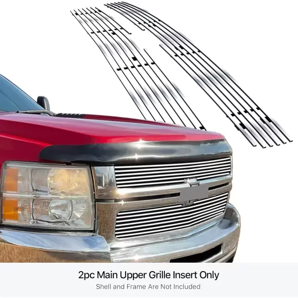 imageAPS Compatible with Chevy Silverado 3500HD 2500HD 20072010 Main Upper Stainless Steel SS Black Billet Front Grill Grille Insert C65774HChrome Polished