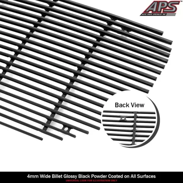 imageAPS Compatible with Ford F150 19992003 Lightning Aluminum Black Horizontal Billet Grille Grill Insert Combo F87932H