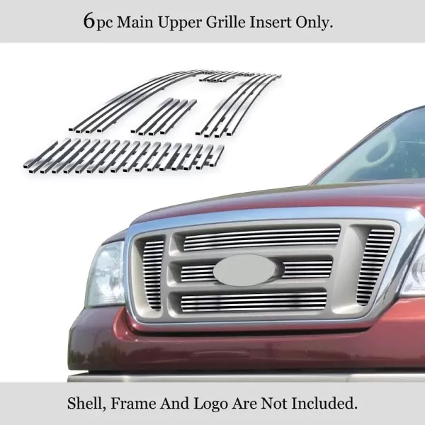 imageAPS Compatible with Ford F150 20042008 Bar Style Main Upper Stainless Steel SS Chrome Billet Front Grill Grille Insert F65726AChrome