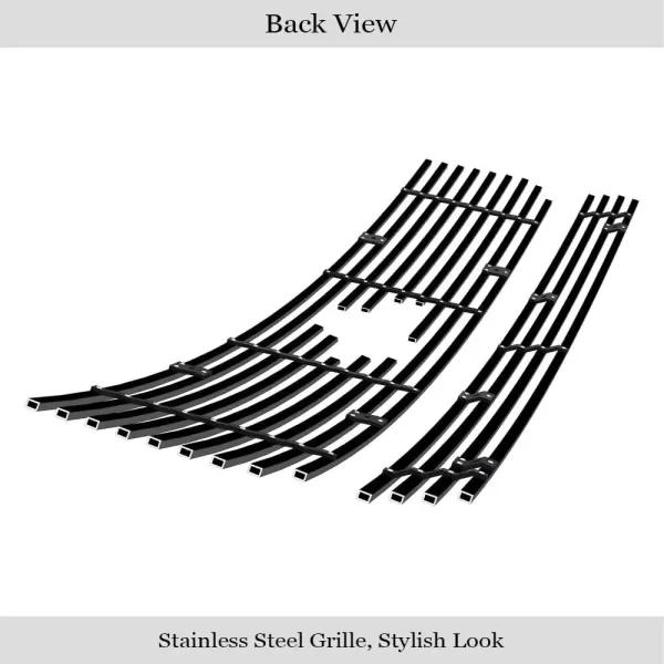 imageAPS Compatible with Ford Mustang 20052009 V6 Main Upper Lower Bumper Stainless Steel SS Black Billet Front Grill Grille Insert Combo F67810HBlack