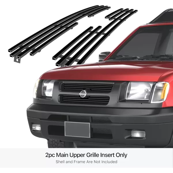 imageAPS Compatible with Nissan Xterra 20002001 Main Upper Stainless Steel Black 8x6 Horizontal Billet Front Grill Grille Insert N65436JBlack