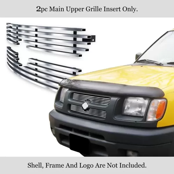 imageAPS Compatible with Nissan Xterra 20002001 Main Upper Stainless Steel Black 8x6 Horizontal Billet Front Grill Grille Insert N65436JSilver