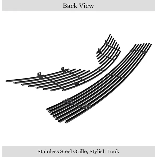 imageAPS Compatible with Toyota Corolla 20112013 Main Upper Lower Bumper Stainless Steel Black 8x6 Horizontal Billet Front Grill Grille Insert Combo T81111JBlack
