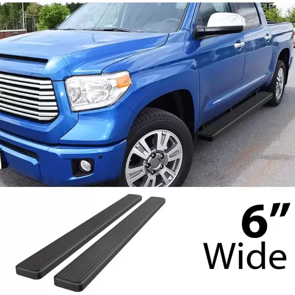 imageAPS Running Boards Nerf Bars Side Steps Step Bars Compatible with Toyota Tundra 20072021 CrewMax Silver Running Board StyleAluminum Black