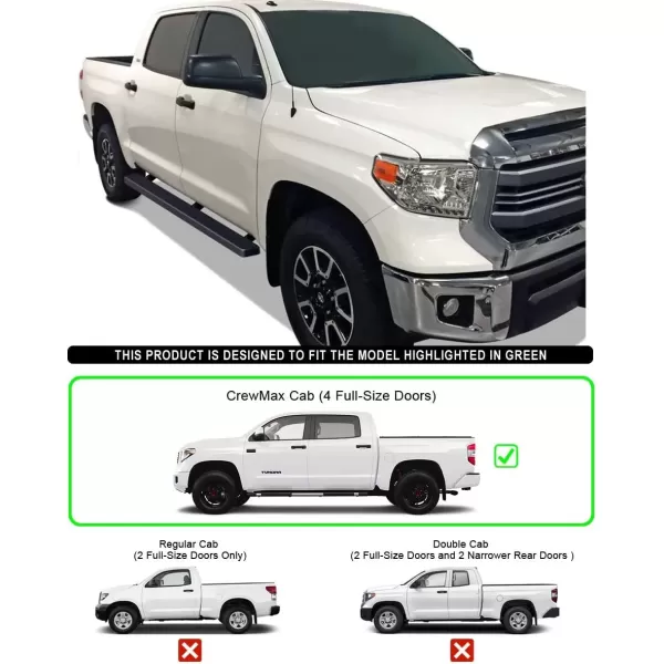 imageAPS Running Boards Nerf Bars Side Steps Step Bars Compatible with Toyota Tundra 20072021 CrewMax Silver Running Board StyleAluminum Black