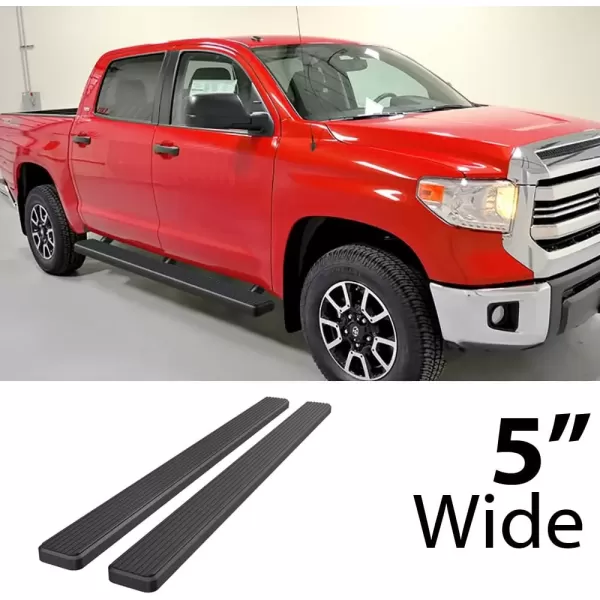 imageAPS Running Boards Nerf Bars Side Steps Step Bars Compatible with Toyota Tundra 20072021 CrewMax Silver Running Board StyleAluminum Black