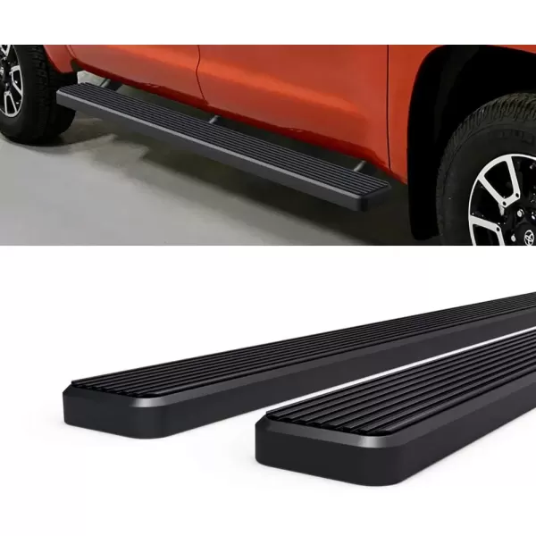 imageAPS Running Boards Nerf Bars Side Steps Step Bars Compatible with Toyota Tundra 20072021 CrewMax Silver Running Board StyleAluminum Black