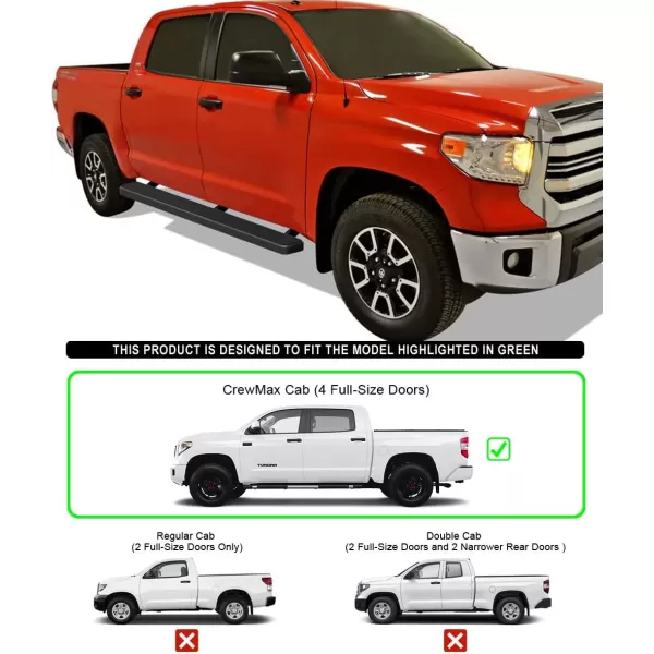 imageAPS Running Boards Nerf Bars Side Steps Step Bars Compatible with Toyota Tundra 20072021 CrewMax Silver Running Board StyleAluminum Black