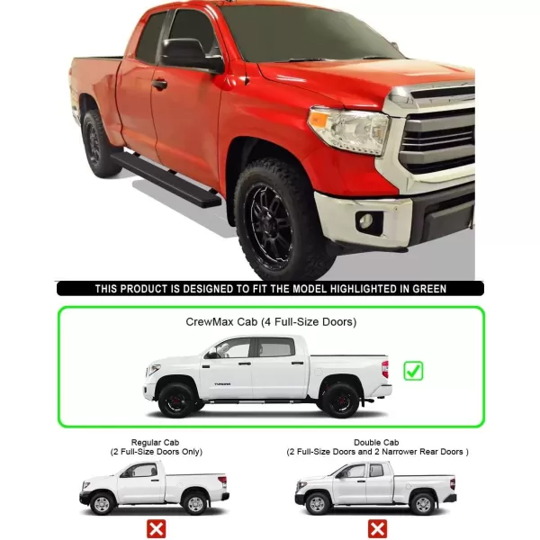 imageAPS Running Boards Nerf Bars Side Steps Step Bars Compatible with Toyota Tundra 20072021 CrewMax Silver Running Board StyleAluminum Black