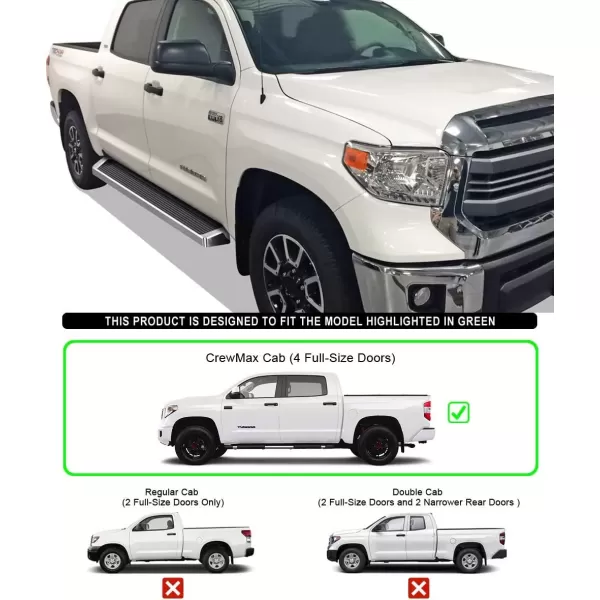 imageAPS Running Boards Nerf Bars Side Steps Step Bars Compatible with Toyota Tundra 20072021 CrewMax Silver Running Board StyleAluminum Silver