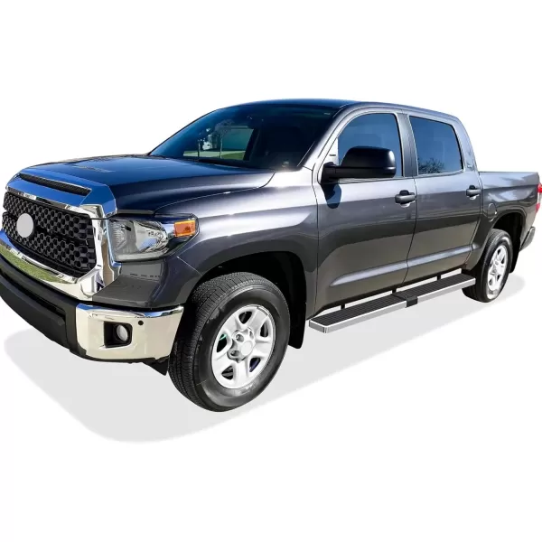 imageAPS Running Boards Nerf Bars Side Steps Step Bars Compatible with Toyota Tundra 20072021 CrewMax Silver Running Board StyleAluminum Silver