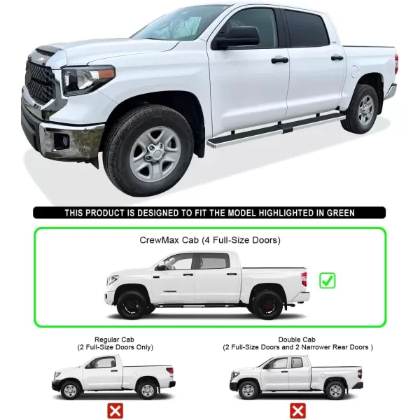 imageAPS Running Boards Nerf Bars Side Steps Step Bars Compatible with Toyota Tundra 20072021 CrewMax Silver Running Board StyleAluminum Silver