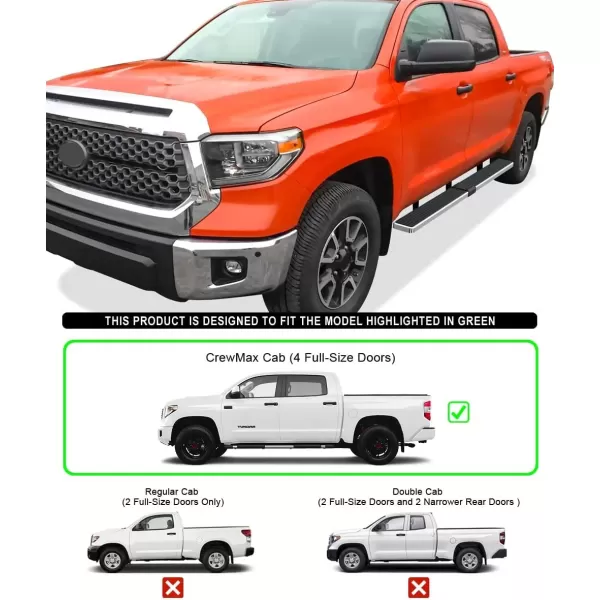 imageAPS Running Boards Nerf Bars Side Steps Step Bars Compatible with Toyota Tundra 20072021 CrewMax Silver Running Board StyleAluminum Silver