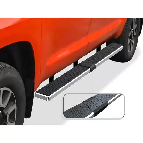 imageAPS Running Boards Nerf Bars Side Steps Step Bars Compatible with Toyota Tundra 20072021 CrewMax Silver Running Board StyleAluminum Silver