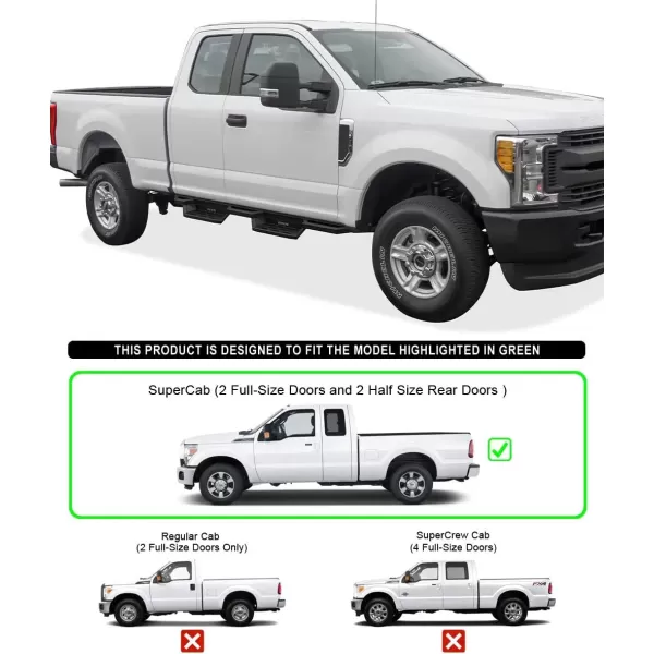 imageAPS Stainless Steel Pocket Steps Running Boards Side Bars Compatible with Ford F250 F350 Super Duty 19992016 Extended Cab