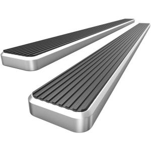 imageAPS 304 Stainless Steel Polished Silver 5 inches Running Boards Nerf Bars Side Steps Compatible with Toyota Tundra 20072021 CrewMaxAluminum Silver