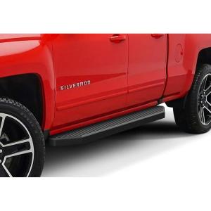imageAPS iBoard Third Generation Black Aluminum Running Boards Side Step for Selected Chevy Silverado GMC Sierra Crew CabAluminum Black