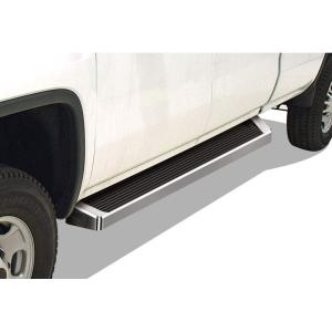 imageAPS iBoard Third Generation Black Aluminum Running Boards Side Step for Selected Chevy Silverado GMC Sierra Crew CabSilver