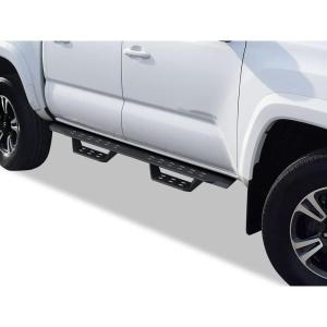 imageAPS Black Overland Slider Tubular Drop Steps Style Nerf Bars Running Boards Compatible with Toyota Tacoma 20052023 Double Crew Cab