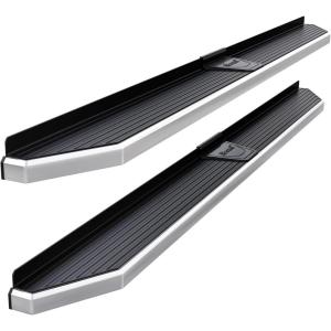imageAPS Running Boards 5in Black Compatible with Toyota Tacoma 20052023 Double Crew Cab Side Steps Side BarsPolished