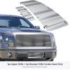 imageAPS Premium 304 Stainless Steel Chrome Horizontal Billet Grille Grill Insert Combo Compatible with Ford F150 2009 2010 2011 2012 2013 2014 Main Upper Lower Bumper N19S41668F