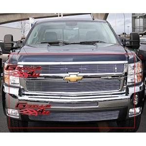 imageAPS Compatible with Chevy Silverado 3500 HD 2500 HD 20072010 Aluminum Chrome Horizontal Billet Grille Grill Insert Combo C67753A