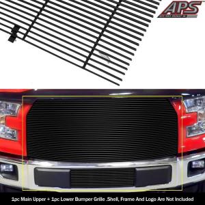 imageCompatible with 20152017 F150 Upper and Lower Black Billet Grille Combo S18H16318F