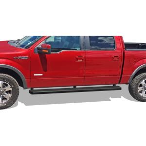 imageAPS Black Powder Coated 5 inches Wheel to Wheel Running Boards Nerf Bars Side Steps Compatible with Ford F150 20092014 SuperCrew Cab 55ft Bed Drilling RequiredStainless Steel Black