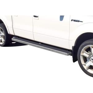 imageAPS Black Powder Coated 5 inches Wheel to Wheel Running Boards Nerf Bars Side Steps Compatible with Ford F150 20092014 SuperCrew Cab 55ft Bed Drilling RequiredAluminum Silver