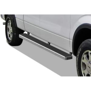 imageAPS Running Boards Nerf Bars Side Steps Step Bars Compatible with Ford F150 20092014 SuperCrew Cab 55ft Bed Drilling Required Black Powder Coated 5 inches Wheel to WheelAluminum Silver