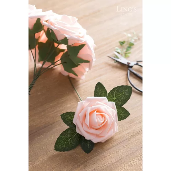 imageLings Moment Artificial Flowers 25Pcs Rosy Blush Roses Decor wStems3quot Real Touch DIY Foam Floral for Wedding BouquetCenterpieces Outdoors Party Backdrop RoomTable and GardenPot DecorationsPk Blush