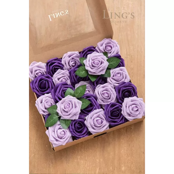 imageLings Moment Artificial Flowers 25Pcs Rosy Blush Roses Decor wStems3quot Real Touch DIY Foam Floral for Wedding BouquetCenterpieces Outdoors Party Backdrop RoomTable and GardenPot DecorationsPr Purple  Lilac