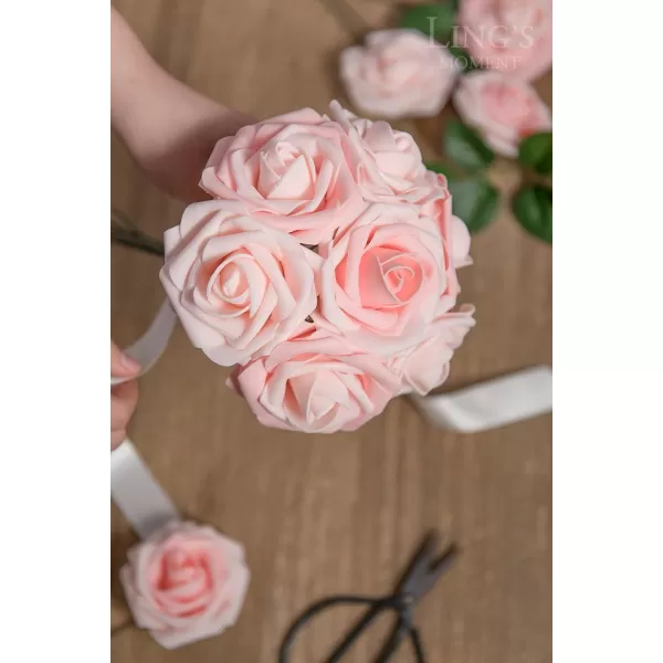 imageLings Moment Artificial Flowers 25Pcs Rosy Blush Roses Decor wStems3quot Real Touch DIY Foam Floral for Wedding BouquetCenterpieces Outdoors Party Backdrop RoomTable and GardenPot DecorationsPk Pink Shades