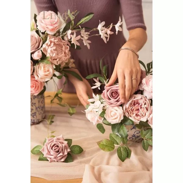 imageLings Moment Artificial Flowers 25Pcs Rosy Blush Roses Decor wStems3quot Real Touch DIY Foam Floral for Wedding BouquetCenterpieces Outdoors Party Backdrop RoomTable and GardenPot DecorationsPk Dusty Rose