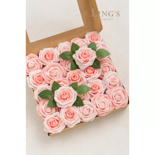 imageLings Moment Artificial Flowers 25Pcs Rosy Blush Roses Decor wStems3quot Real Touch DIY Foam Floral for Wedding BouquetCenterpieces Outdoors Party Backdrop RoomTable and GardenPot DecorationsPk Pink Shades